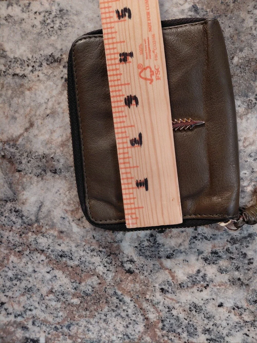 Thacker Olive Green Leather Zip Around Wallet Card/Cash Holder